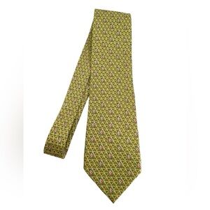 NEW ERMENEGILDO ZEGNA Hand Sewn Green Blue Geometric Silk Tie Made In Italy HTF